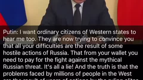 Putin Addresses the Citizens of Western Nations—They Are Being Propagandized Into Hating Russia