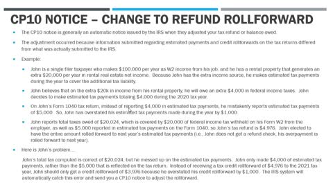 IRS CP10 Tax Notice - The IRS Adjusted your Tax Refund