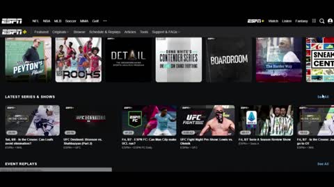 ESPN+ Preview of On Demand Live Sports and Archives