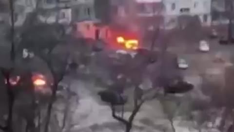 Drone shots of destroyed building in Ukraine’s Kyiv; multiple blazes in Mariupol