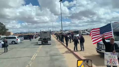 1,000 protesters gather in Adelanto, California with trucker convoys set to converge on D.C.