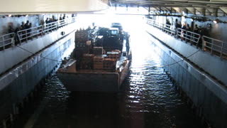 LCU mooring inside the Well Deck of the USS HARPERS FERRY
