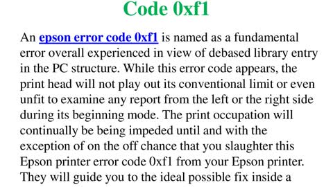 How To Fix Epson Error Code 0xf1