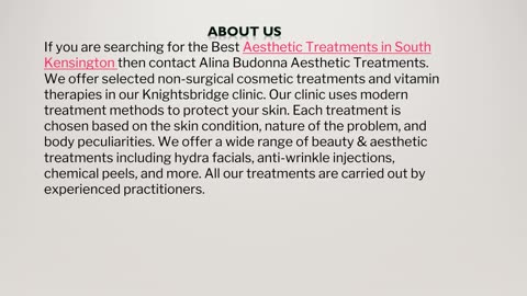 Aesthetic Treatments in South Kensington