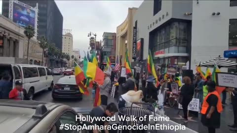 demonstration on the iconic Hollywood Walk of Fame, standing in solidarity with the Amhara people.