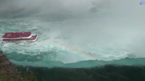 Air and boat views of Niagara falls