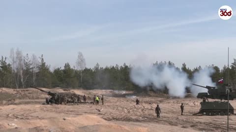 NATO allies carry-out military drills in armoured tanks in Latvia