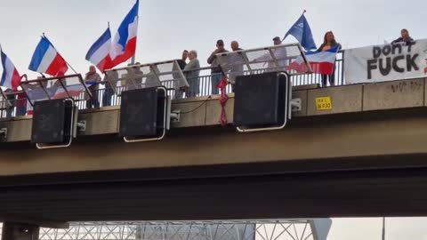 Dutch Protesters Demonstrate on Top of an Overpass in Nieuw-Vennep to Beat the System Alongside the Farmers