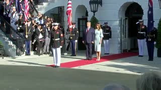 Trump and Melania greeting Australia Prime Minister Scott Morrison