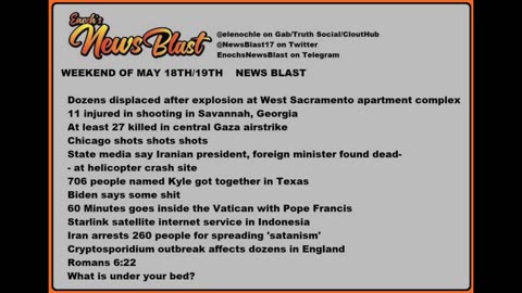 Weekend of May 18/19, 2024 News Blast
