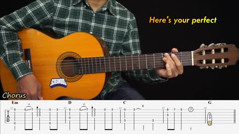 Here's Your Perfect - Jamie Miller ( Fingerstyle Guitar Tutorial TAB + Chords + Lyrics )
