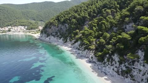 Sea waves & beach drone video