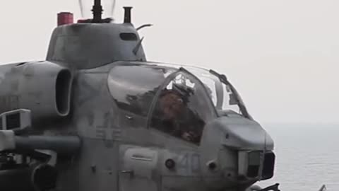 AH-1W Super Cobra Helicopter In Action On Flight Deck USS Kearsarge #Shorts