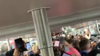 Subway filled with travis scott fans after concert sing sicko mode and jump