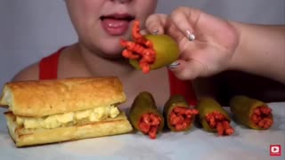 Hot Cheetos inside pickle