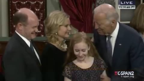 Joe Biden creepy kiss of Senator's young Daughter