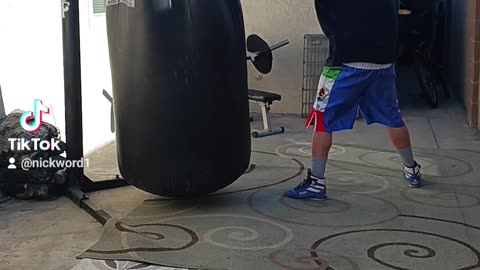 500 Pound Punching Bag Workout Part 71. More Boxing Work With Harder Shots!