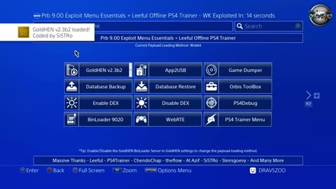 PRB 5.05/6.72/9.00 Host Menu Essentials + Leeful PS4Trainer Update | Added 9 Versions of GoldHEN