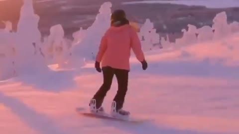 Sunset snowboarding in the beautiful Lapland, Finland,Tag a friend you’d do this with! Video.