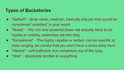 Writing Advice: Writing a backstory