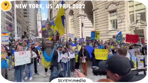 Typical: Crazed New York liberals chant the name of famous Azov Nazi terrorists, wave Nazi flags