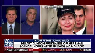 Tom Fitton says that Hillary Clinton selling "But Her Emails" merch is "consistent with her mockery of the rule of law."