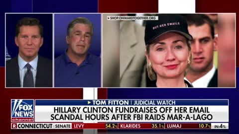 Tom Fitton says that Hillary Clinton selling "But Her Emails" merch is "consistent with her mockery of the rule of law."