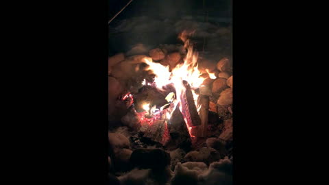 Winter Campfire In Alberta