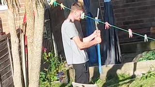 Neighbor Hits Himself With Shovel