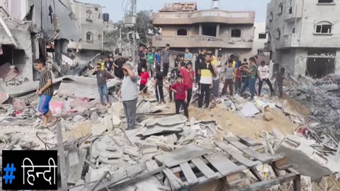 People Inspect Ruins of a Mosque Destroyed in Israeli Airstrikes