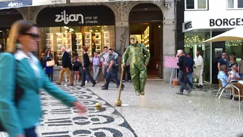 Levitating Human Statue in Lisbon, Portugal