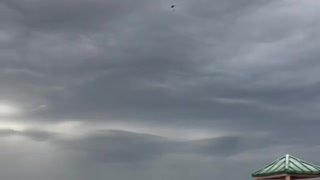 Lightning strikes where soldiers parachute