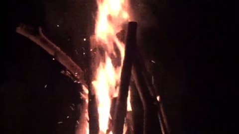 Burst into big flames at campfire