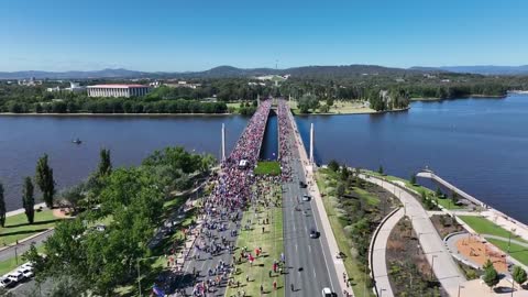 Canberra Convoy March to Parliament Protest 2022 Victoria by Drone