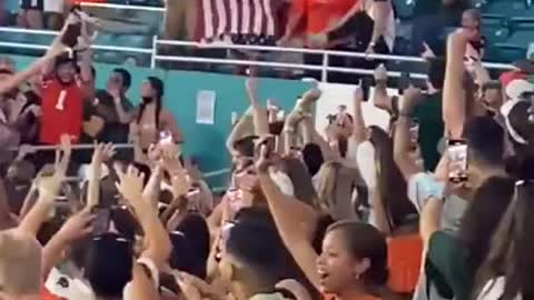 Falling Cat Saved With American Flag On 9/11 At Miami Football Game