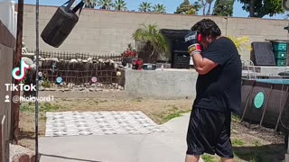 Custom Leather Punching Bag Workout Part 8. Working The Jab!