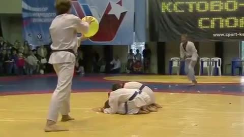 Karate flying high kick