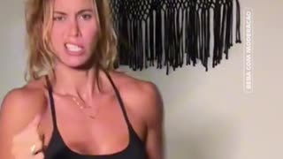 Beautiful fitness model dancing