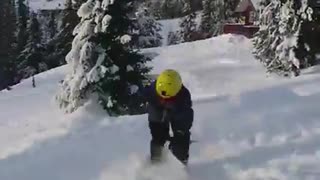Yellow helmet ski fail