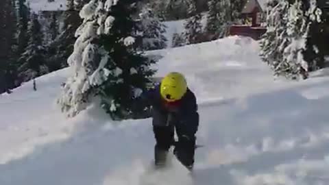 Yellow helmet ski fail