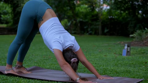 girl doing yoga in the morning