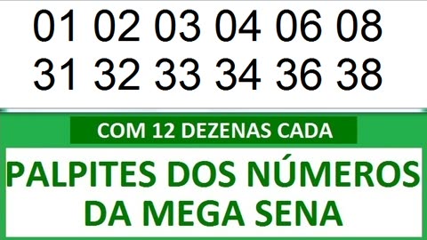 #PALPITES DOS NÚMEROS DA MEGA SENA COM 12 DEZENAS 6y 6z 60 61 62 63 64 65 66 67 68 69