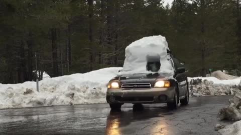 Car snow cut square front window