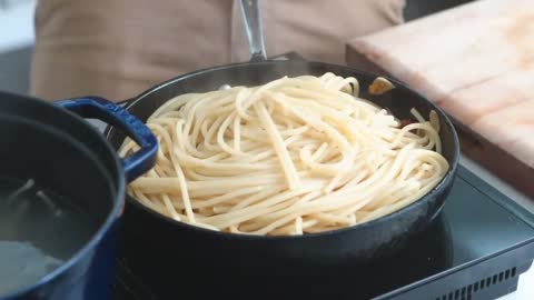 Boil pasta for ten minutes