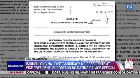Isinusulong na joint candidacy ng president at vice president, suportado