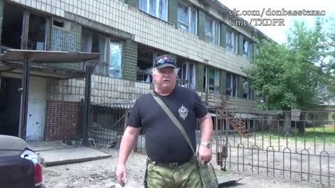 At the second of the three schools bombed in Donetsk.