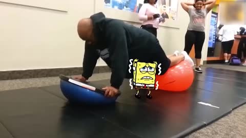 spongebob playing with some statues with patrick and cat in real life