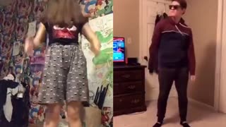 Funny teenage girl dancing