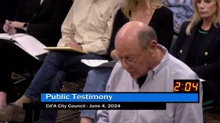 CDA City Council Appeal Hearing Public Comment by Fred - 6/4/24