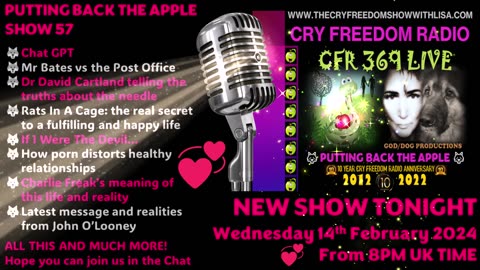 WWW.THECRYFREEDOMSHOWWITHLISA.COM SHOW PROMO Putting Back The Apple SHOW 57💞